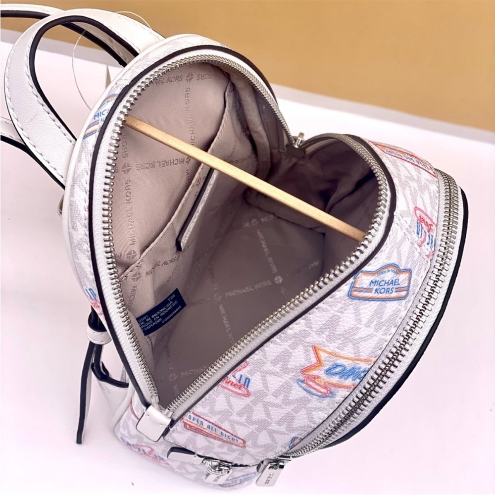Michael Kors Rhea Extra-Small convertible Backpack Crossbody Optic White - Picture 10 of 11